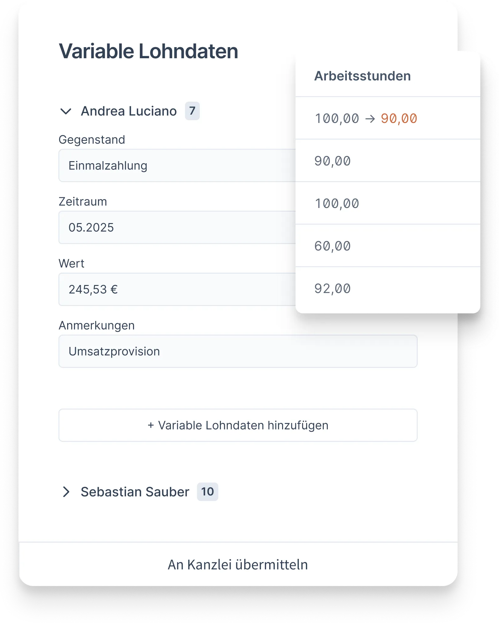 Grafik von einem Bewegungsdaten Formular.