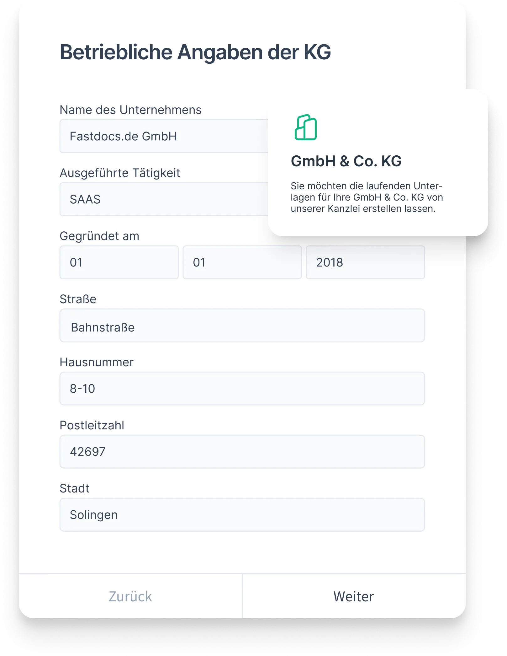 Grafik von einem Mandantenstammdaten Formular.